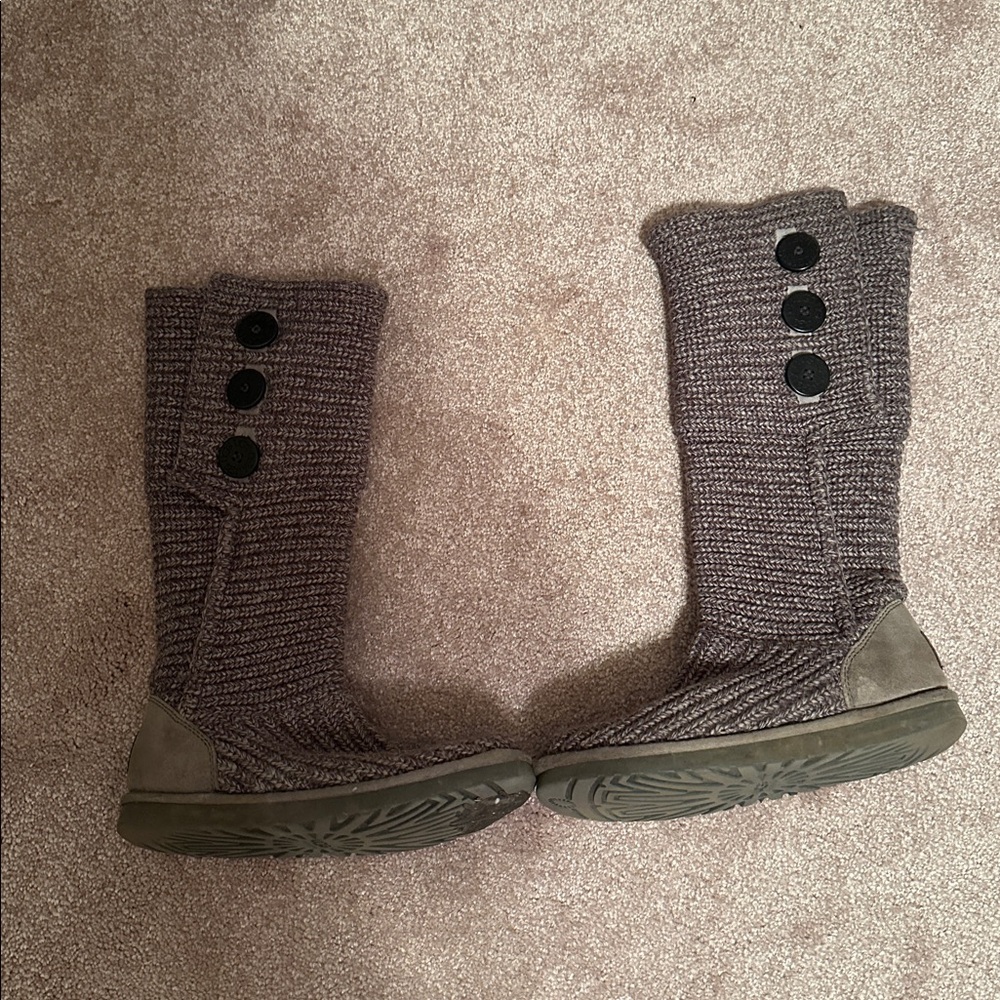 UGG Knit/Suede Button Boots - Gray - Picture 5 of 6